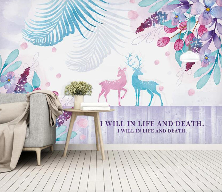 3D Pink Deer WC2225 Wall Murals