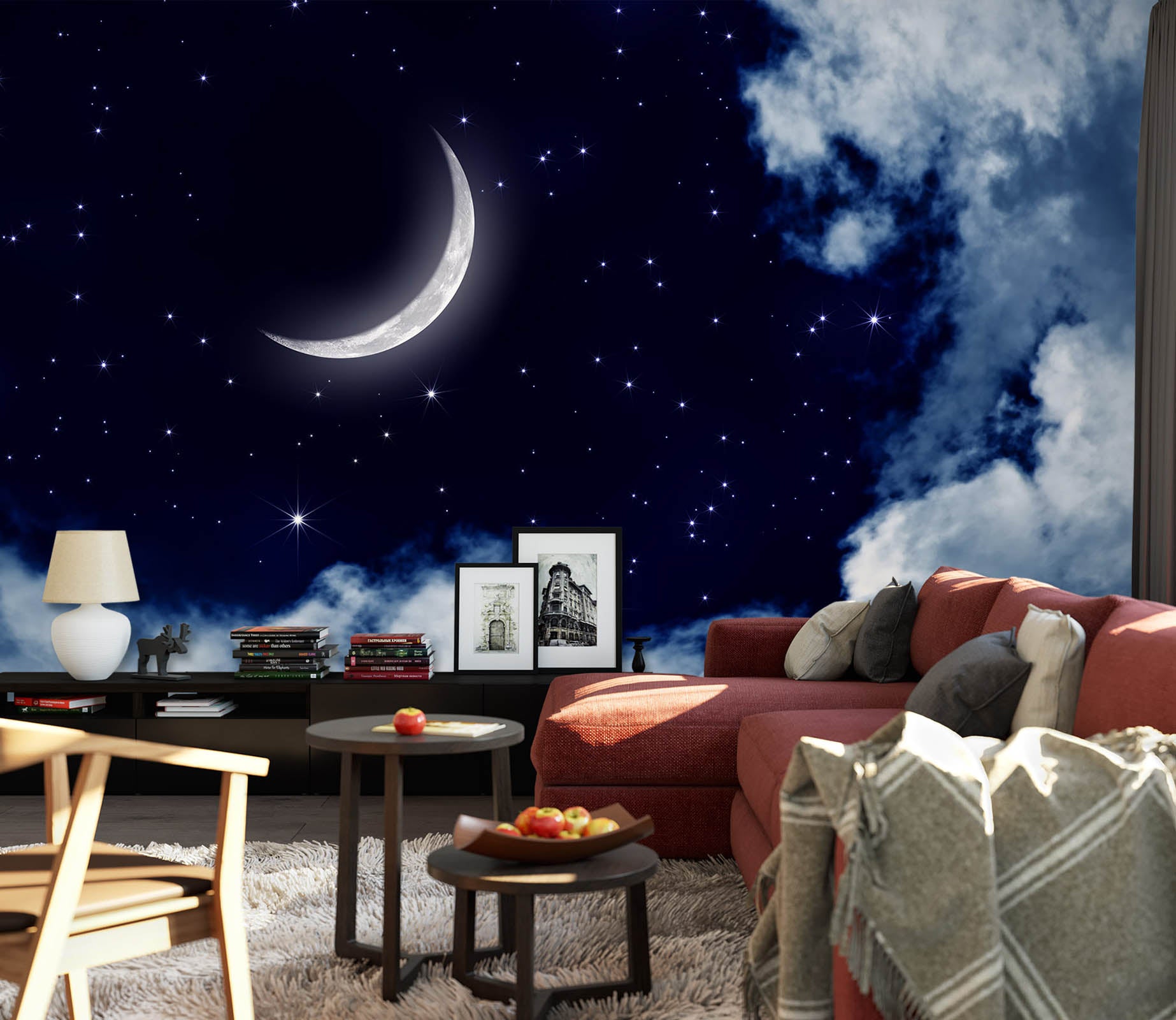 3D Moon Cloud 1115 Wall Murals
