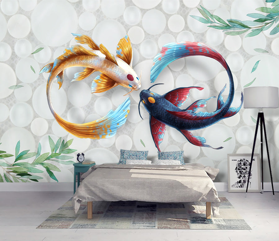 3D Kissing Fish WG137 Wall Murals