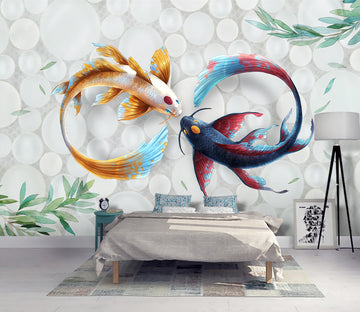 3D Kissing Fish WG137 Wall Murals