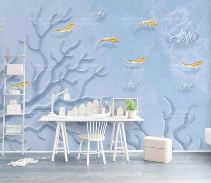 3D Seaweed Goldfish 340 Wall Murals Wallpaper AJ Wallpaper 2 