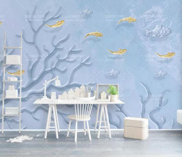 3D Seaweed Goldfish 340 Wall Murals Wallpaper AJ Wallpaper 2 