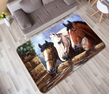 3D Painted Horse 006 Kevin Walsh Rug Non Slip Rug Mat