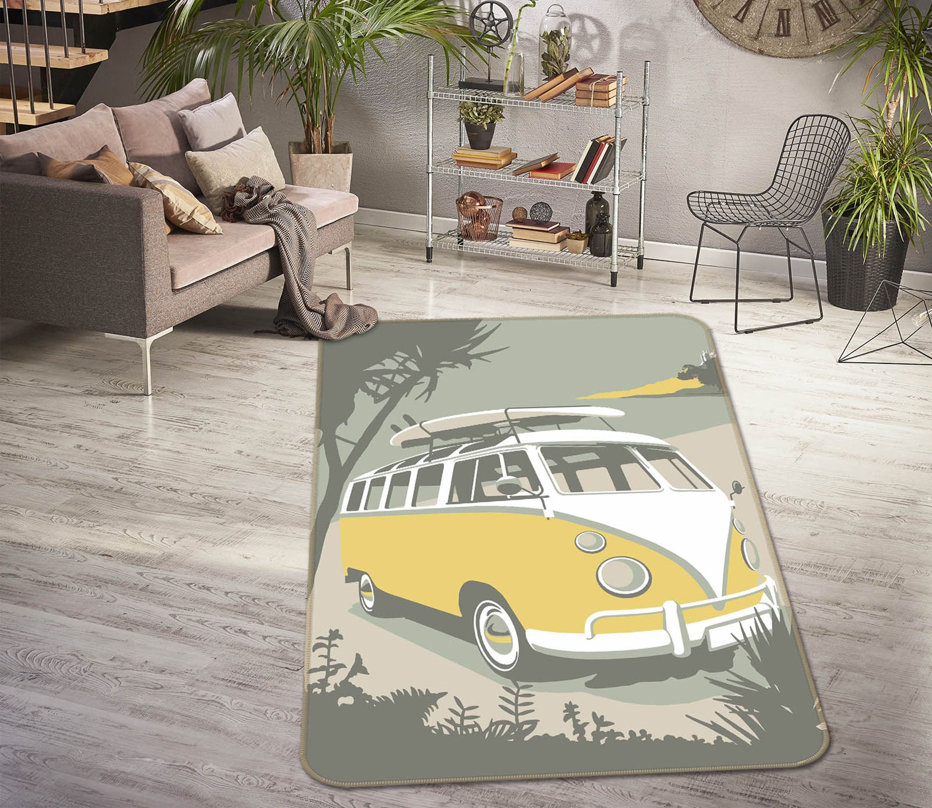 3D Marazion Camper 1121 Steve Read Rug Non Slip Rug Mat