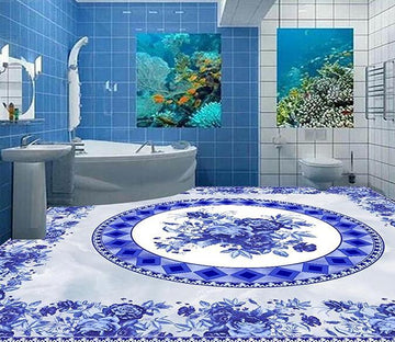 3D Blue And White Porcelain Pattern WG255 Floor Mural Wallpaper AJ Wallpaper 2 