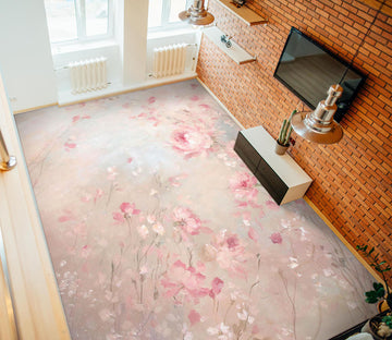 3D Pink Flower Bush Petal 9946 Debi Coules Floor Mural  Wallpaper Murals Self-Adhesive Removable Print Epoxy