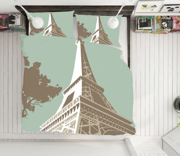 3D Eiffel Tower 2018 Steve Read Bedding Bed Pillowcases Quilt