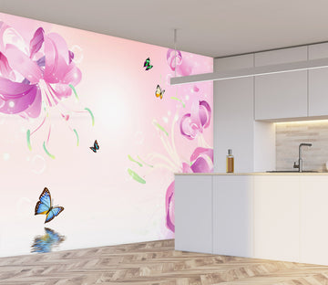 3D Pink Flowers 1539 Wall Murals
