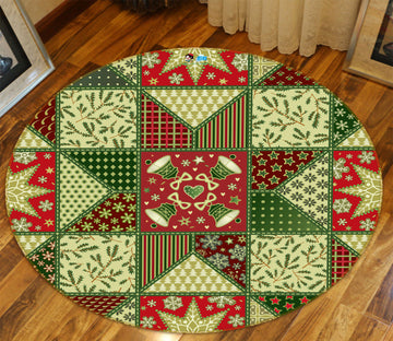 3D Green Pattern 55210 Christmas Round Non Slip Rug Mat Xmas