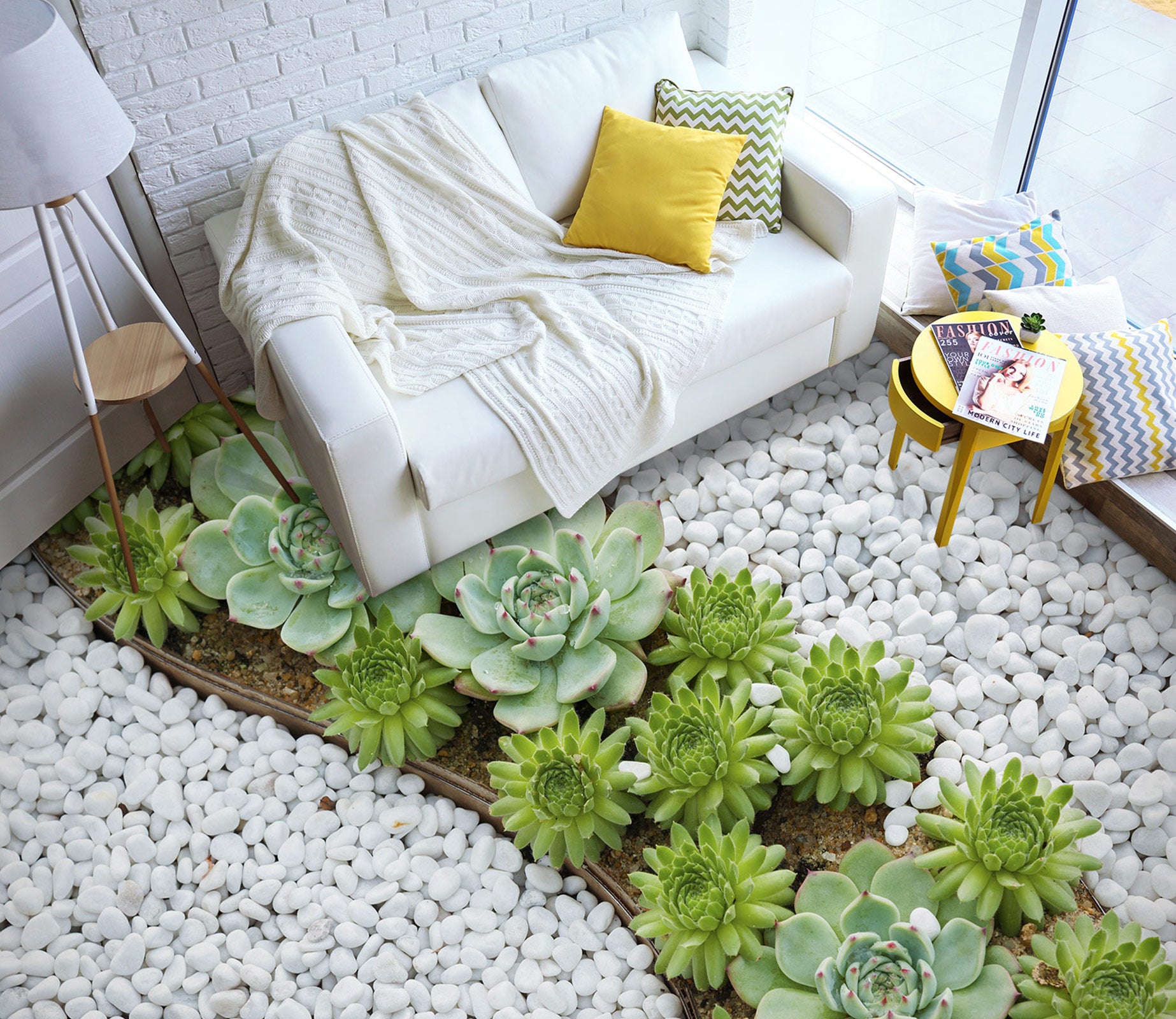 3D Green Succulent Lotus 1022 Floor Mural  Wallpaper Murals Self-Adhesive Removable Print Epoxy