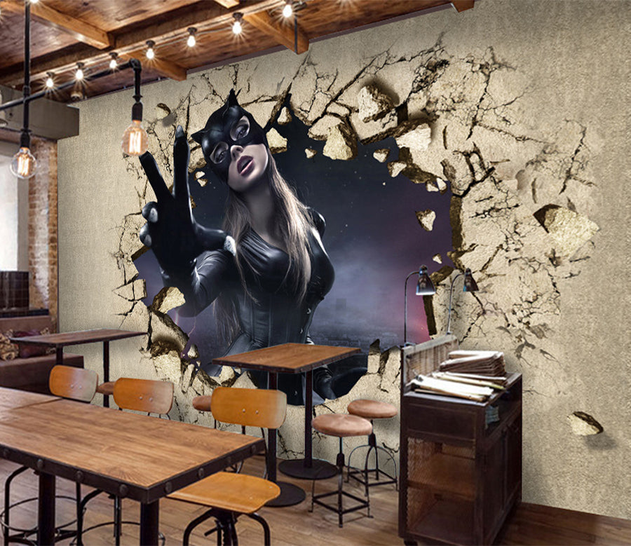 3D Masked Woman WG096 Wall Murals