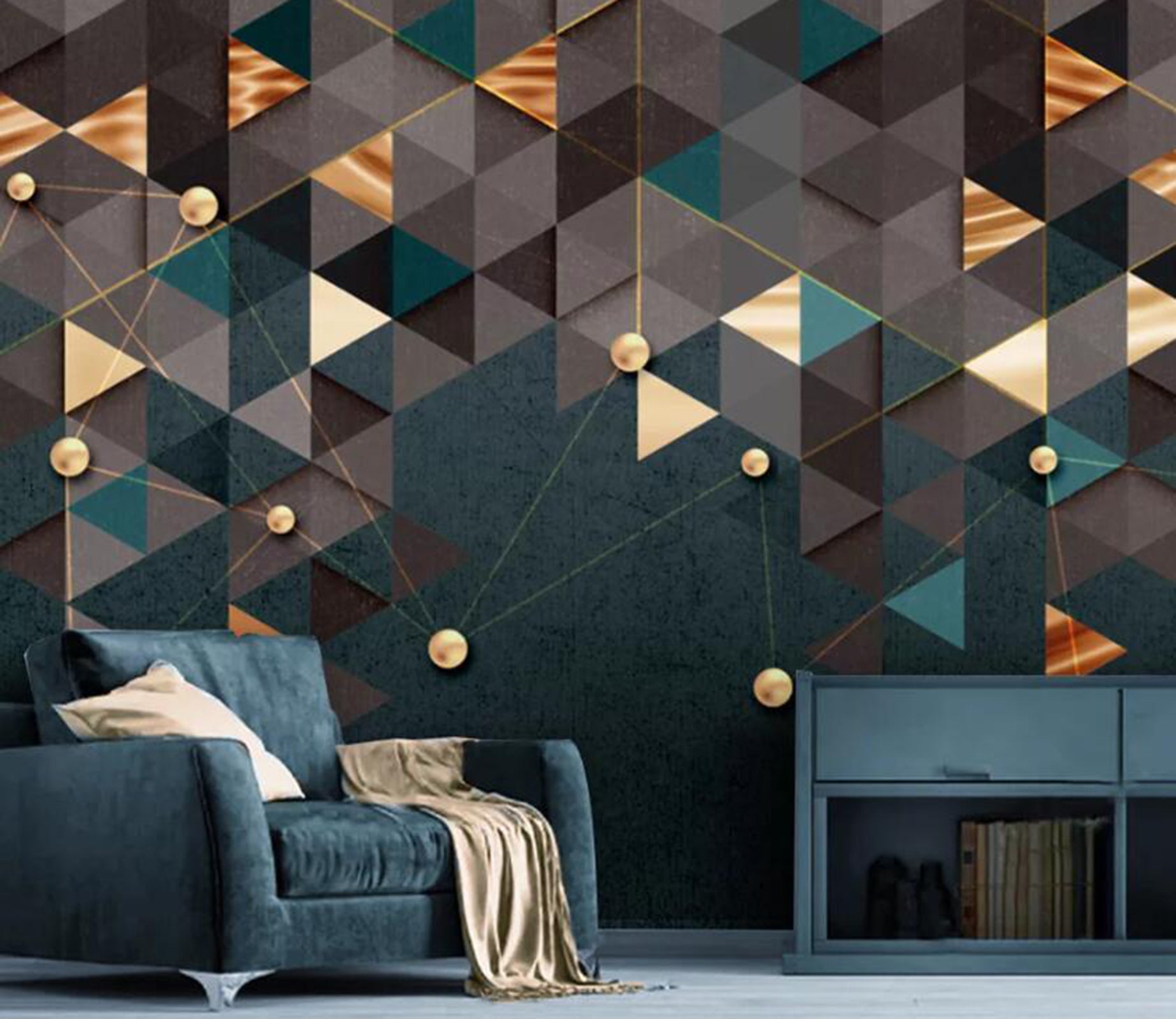 3D Golden Triangle WC20 Wall Murals Wallpaper AJ Wallpaper 2 