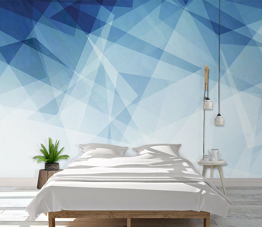 3D Blue Gradient Triangle WG139 Wall Murals