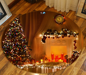 3D Tree String Lights 55175 Christmas Round Non Slip Rug Mat Xmas