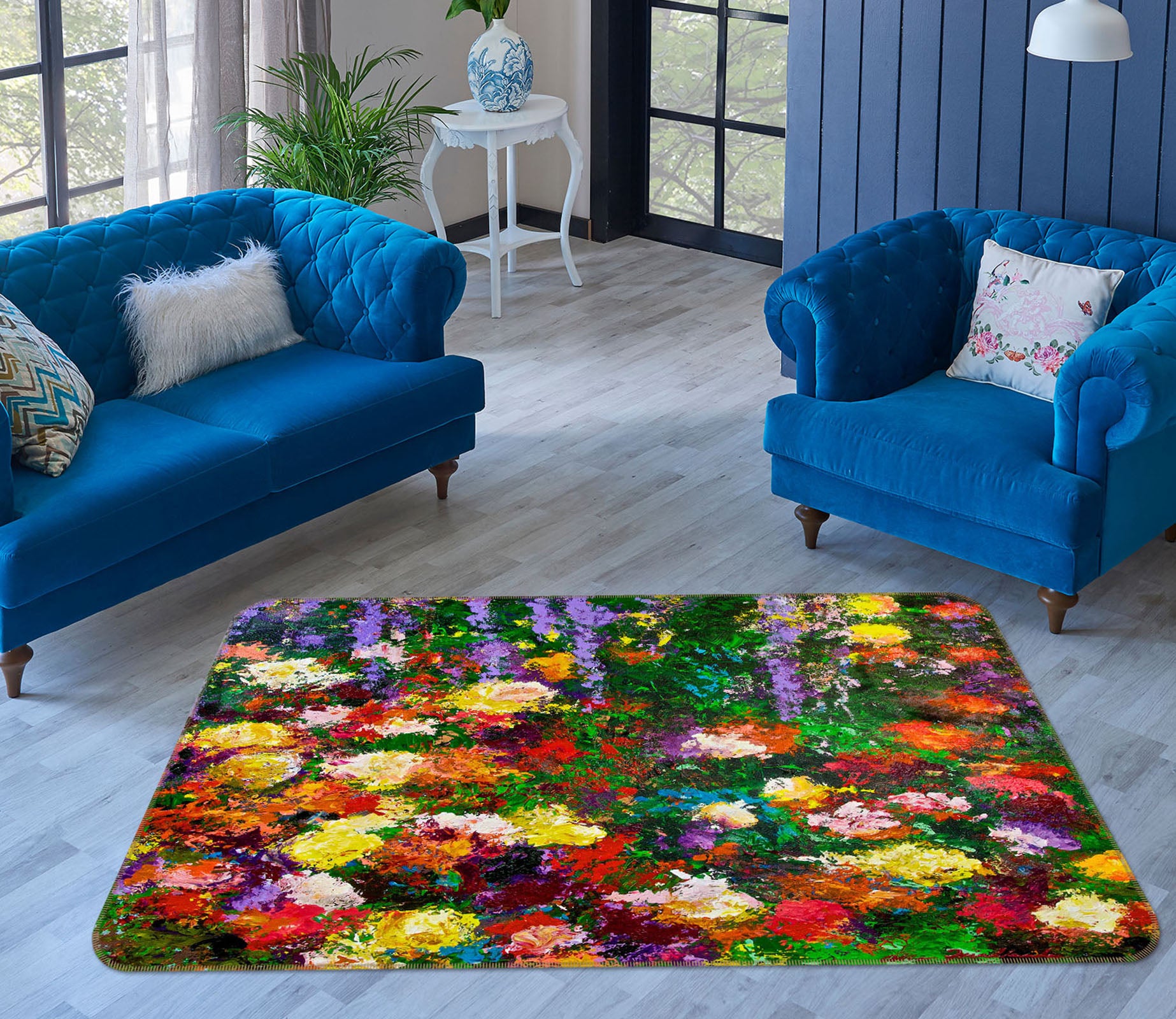 3D Painted Flowers 1067 Allan P. Friedlander Rug Non Slip Rug Mat