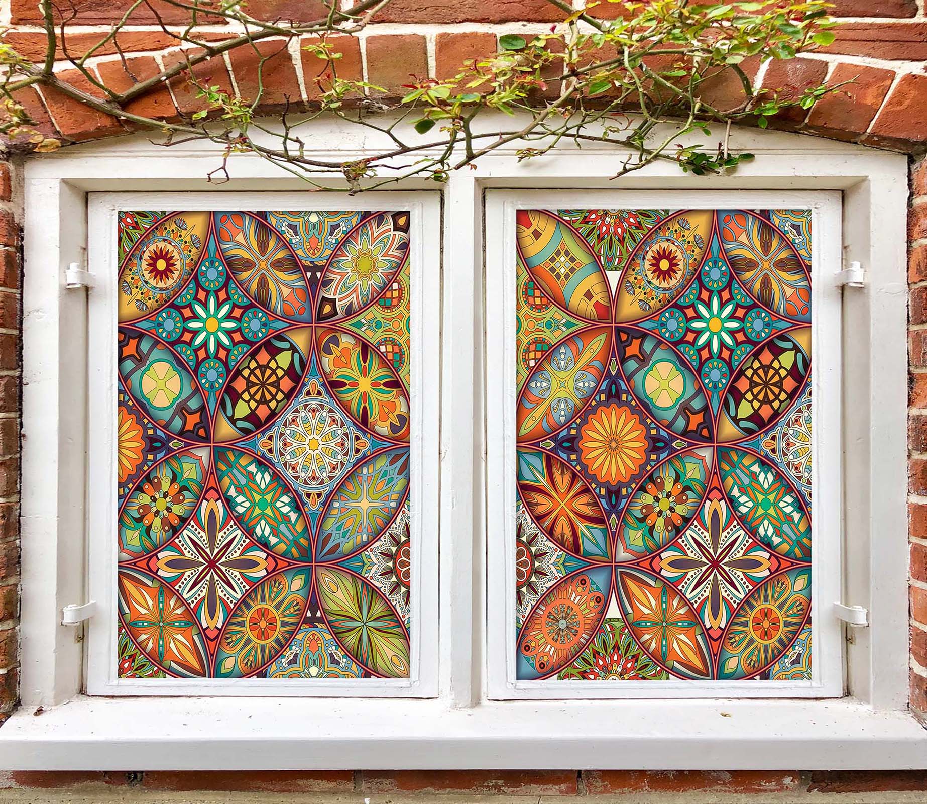 3D Beautiful Pattern 213 Window Film Print Sticker Cling Stained Glass UV Block