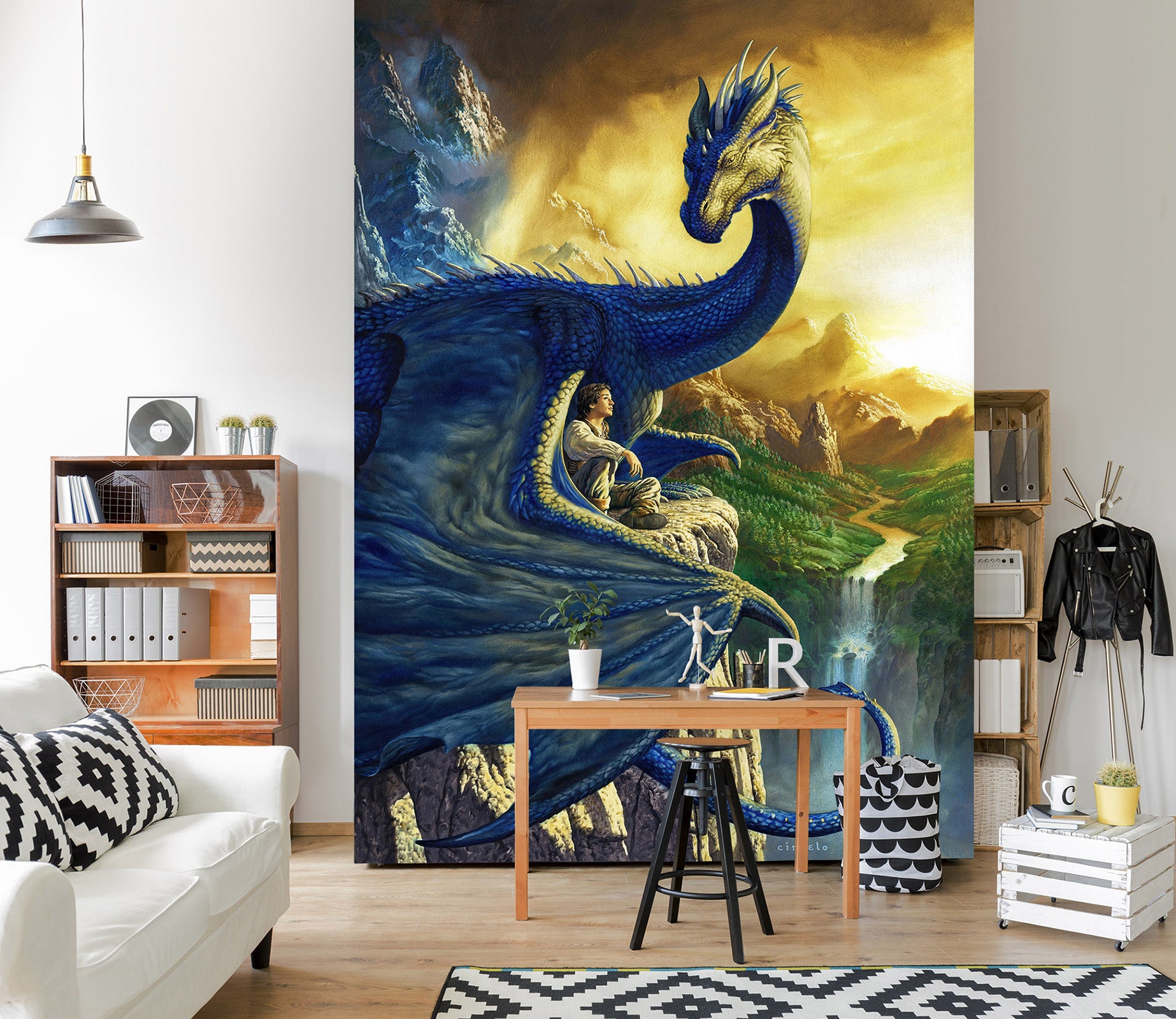 3D Big Dragon 7149 Ciruelo Wall Mural Wall Murals