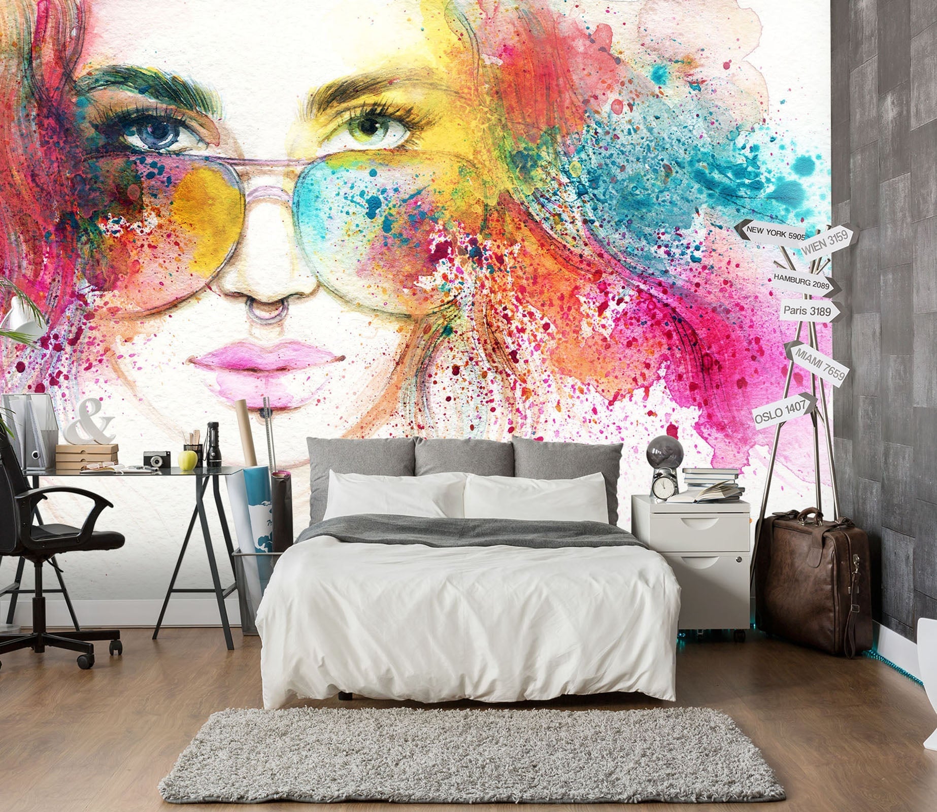 3D Color Glasses Girl 136 Wall Murals Wallpaper AJ Wallpaper 2 