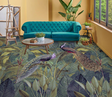 3D Jungle Leaves Peacock 10044 Andrea Haase Floor Mural  Wallpaper Murals Self-Adhesive Removable Print Epoxy