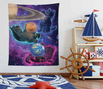 3D Space Planet Cat 116223 Vincent Tapestry Hanging Cloth Hang