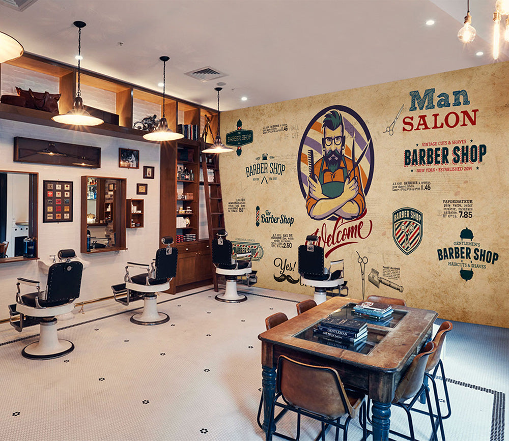 3D Strong Hairdresser 1434 Barber Shop Wall Murals