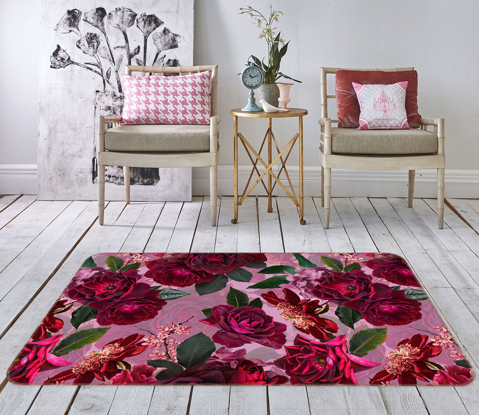 3D Purple Flowers 116 Uta Naumann Rug Non Slip Rug Mat
