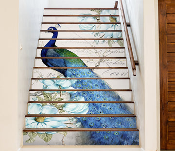 3D Peacocks On Flowering Branches 194 Stair Risers
