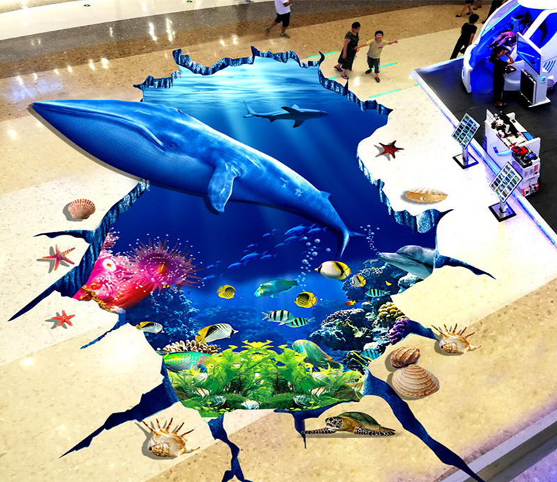 3D Marine Fish 182 Floor Mural  Self-Adhesive Sticker Bathroom Non-slip Waterproof Flooring Murals
