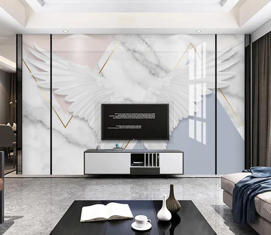 3D Spread White Wings 845  Wall Murals