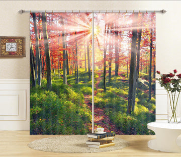 3D Sunny Forest 830 Curtains Drapes