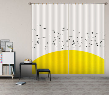 3D Bird Yellow Sun 037 Boris Draschoff Curtain Curtains Drapes Wallpaper AJ Wallpaper 