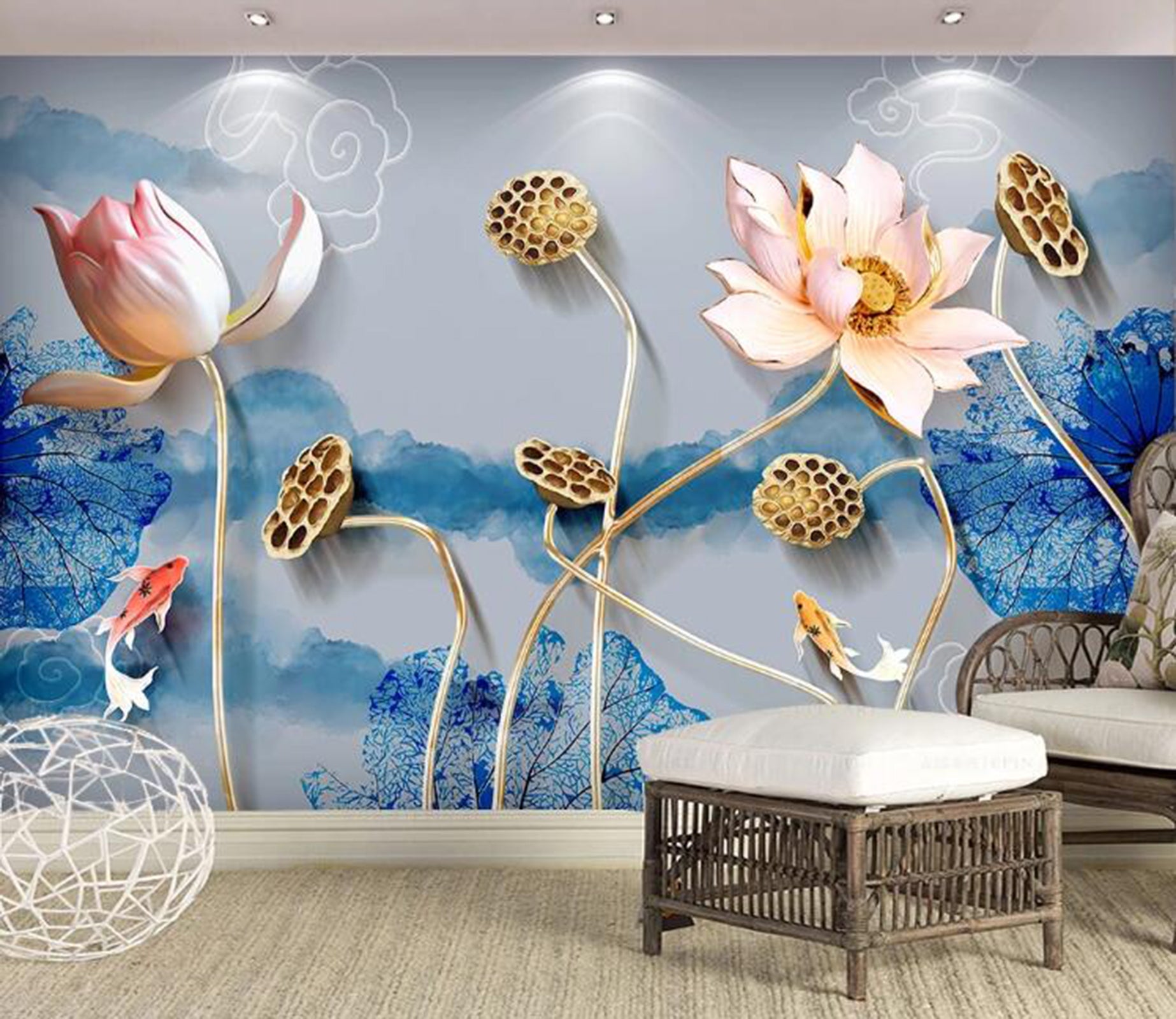 3D Lotus WC44 Wall Murals Wallpaper AJ Wallpaper 2 