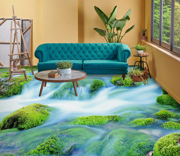 3D Fresh Moss Stones 1028 Floor Mural  Wallpaper Murals Self-Adhesive Removable Print Epoxy