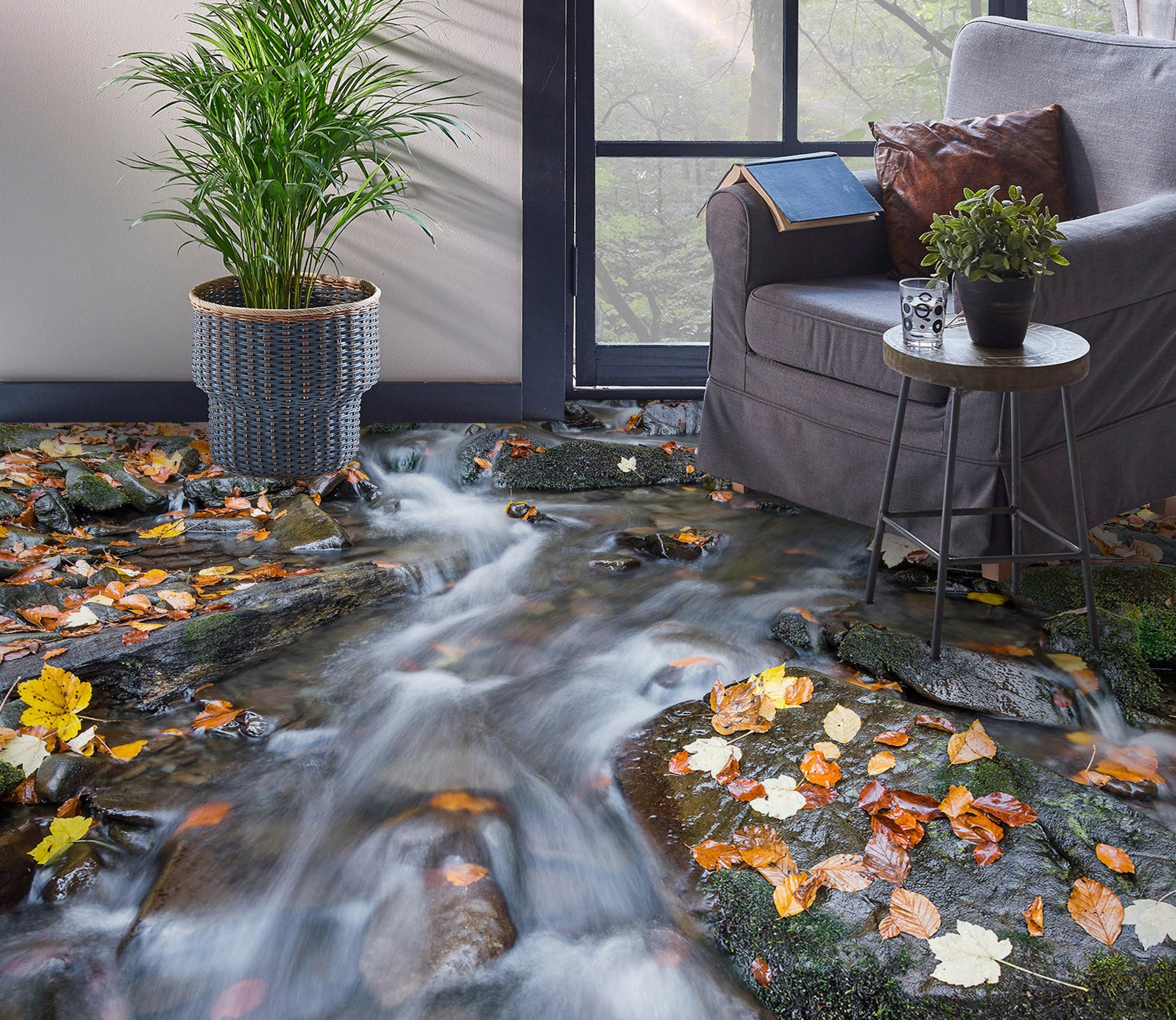 3D Wet Fallen Leaves 1440 Floor Mural  Wallpaper Murals Self-Adhesive Removable Print Epoxy