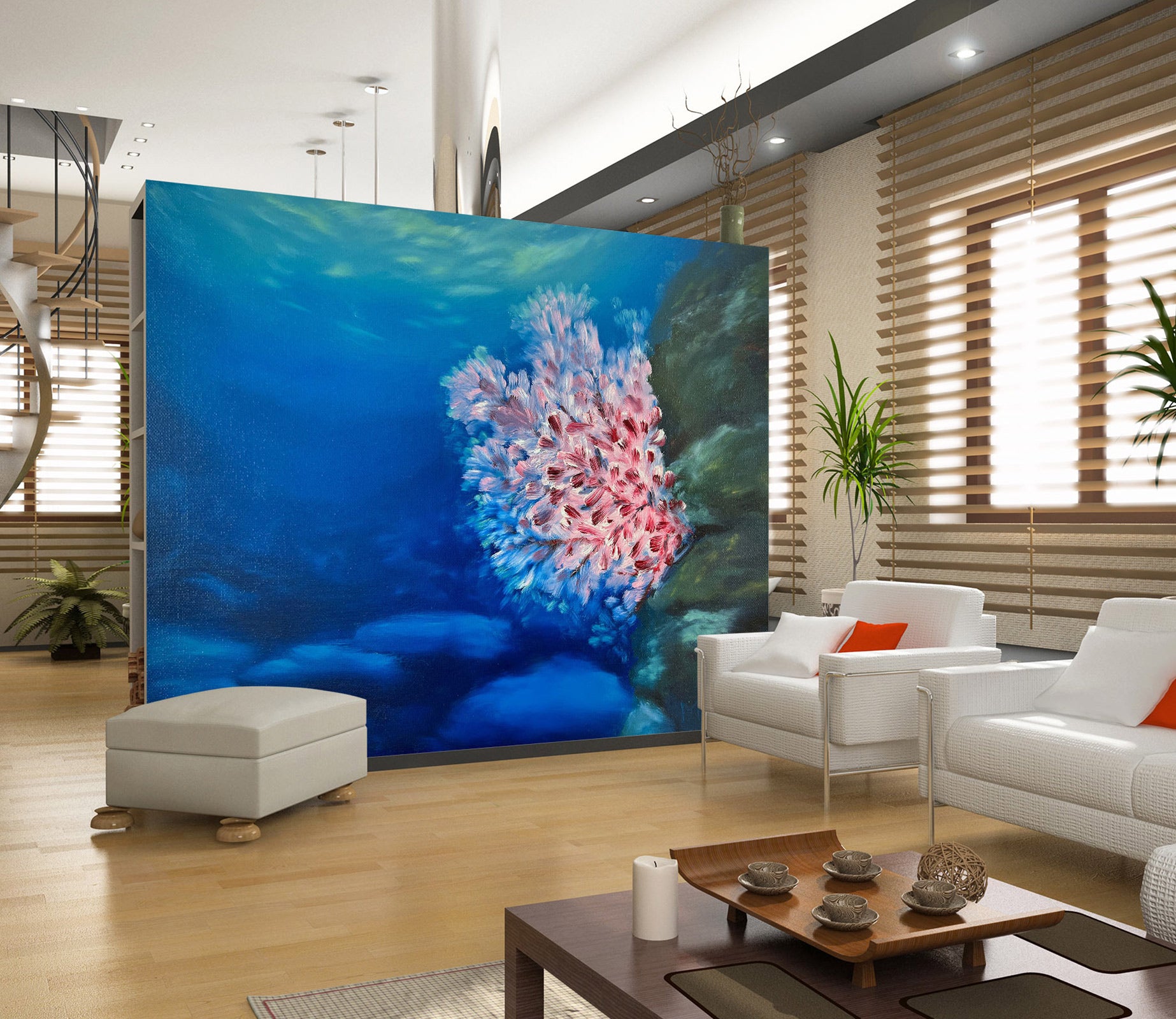 3D Seabed Pink Coral 9823 Marina Zotova Wall Mural Wall Murals