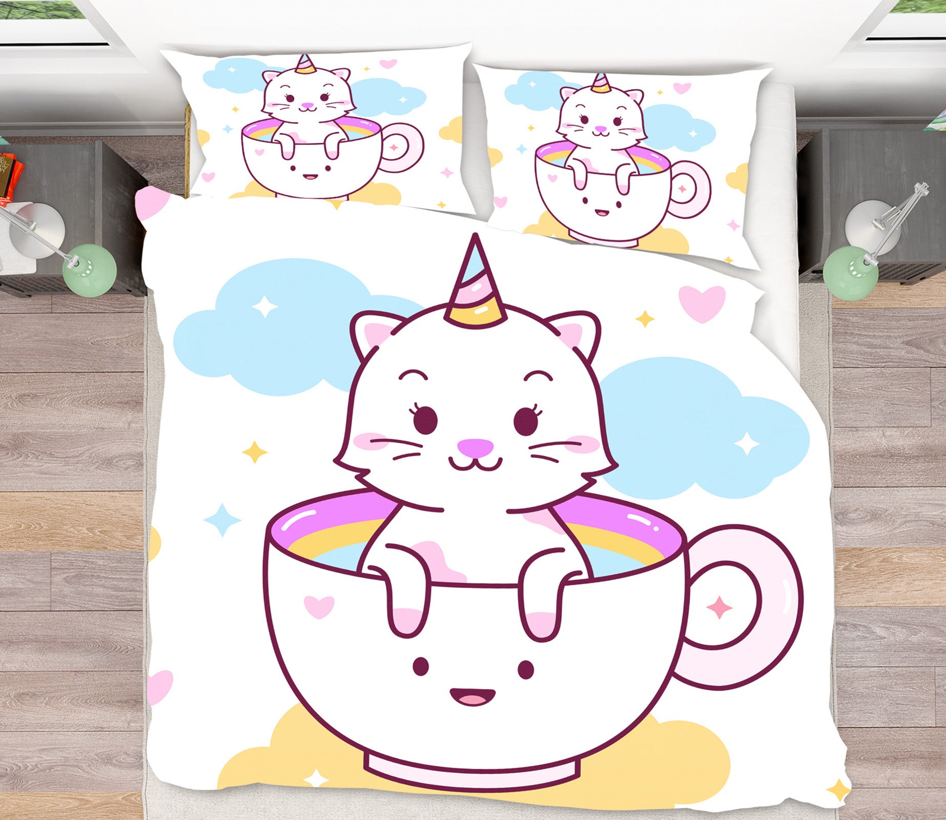 3D Teacup Unicorn 67043 Bed Pillowcases Quilt