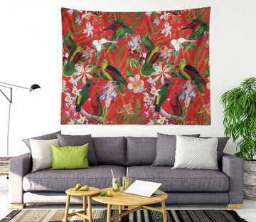 3D Green Parrot 5306 Uta Naumann Tapestry Hanging Cloth Hang