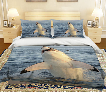 3D Shark Jumping 034 Bed Pillowcases Quilt