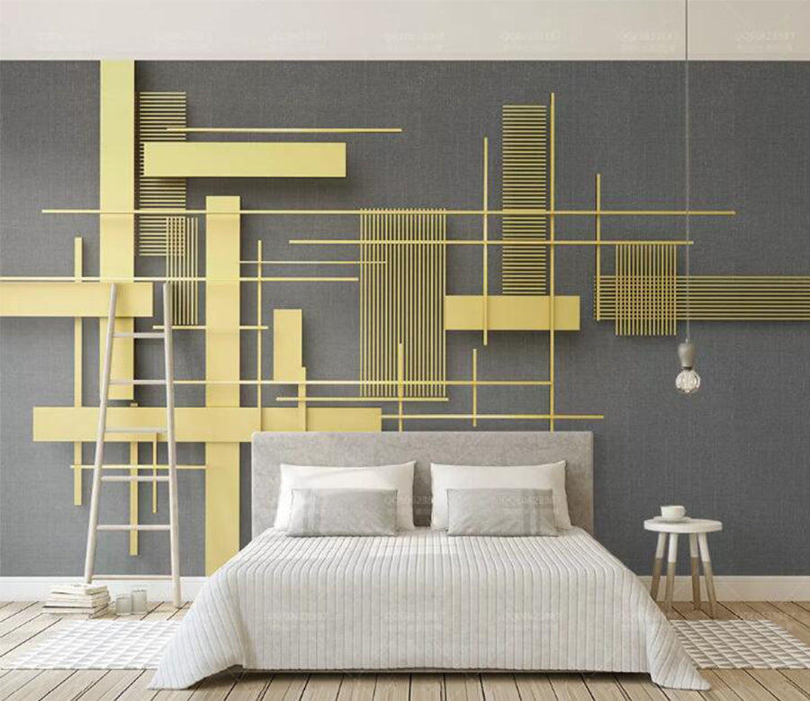 3D Golden Geometry WC133 Wall Murals