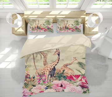3D Giraffe Flower 037 Uta Naumann Bedding Bed Pillowcases Quilt