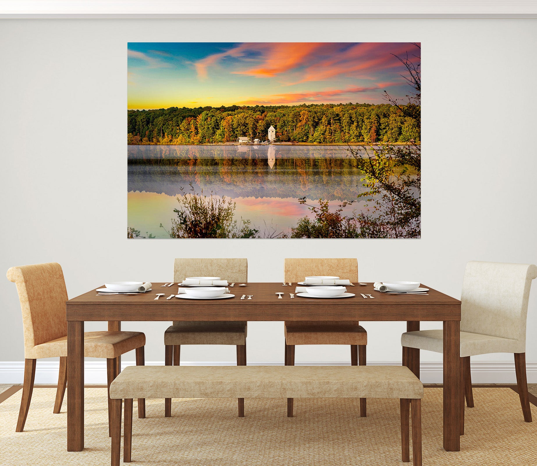 3D Sunset Forest Lake 4032 Beth Sheridan Wall Sticker