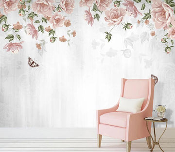 3D Pink Flowers 032 Wall Murals
