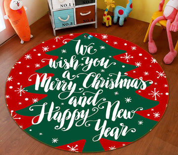 3D Letter Tree 56056 Christmas Round Non Slip Rug Mat Xmas