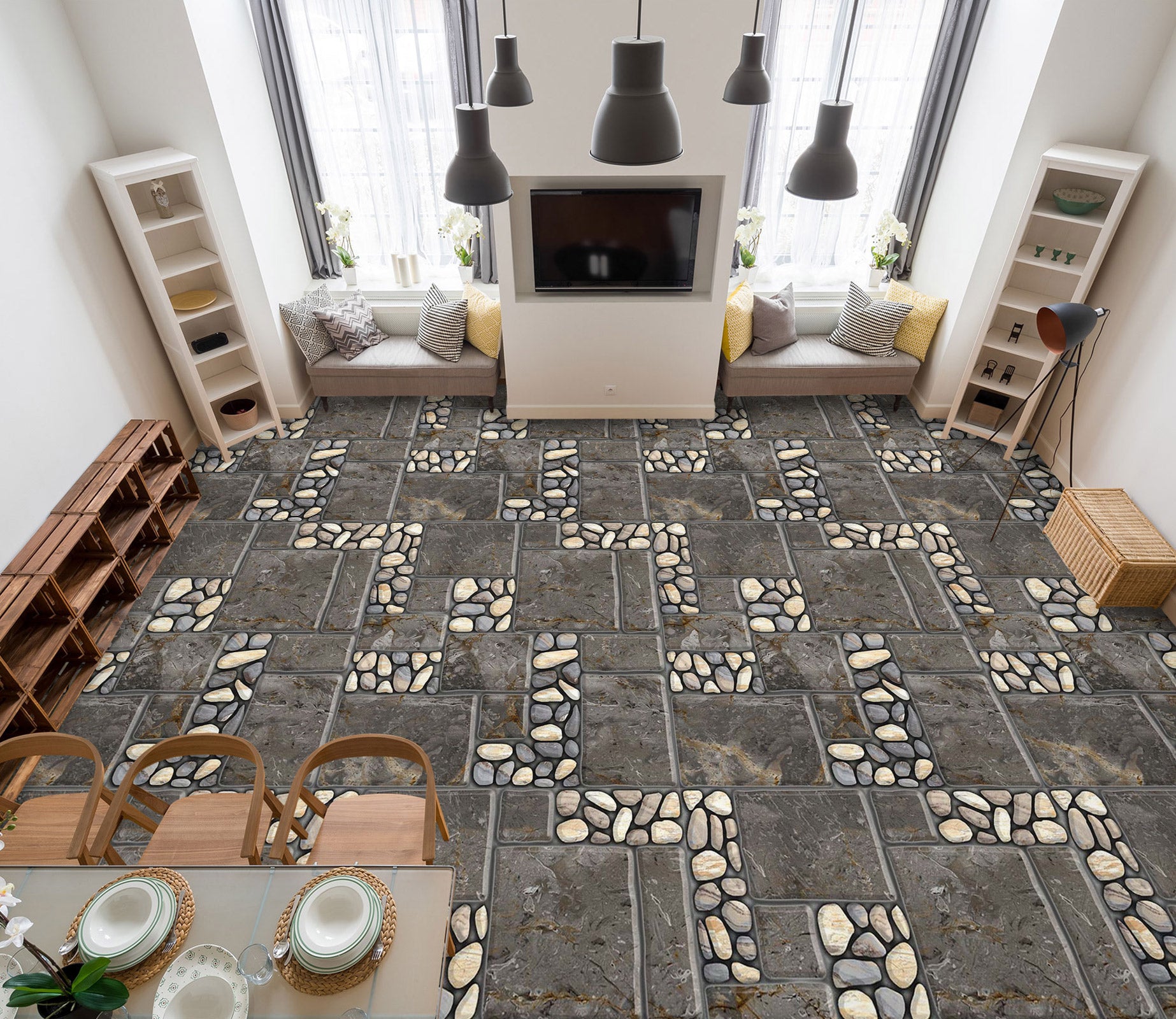 3D Creative Pebbles 475 Floor Mural  Wallpaper Murals Rug & Mat Print Epoxy waterproof bath floor