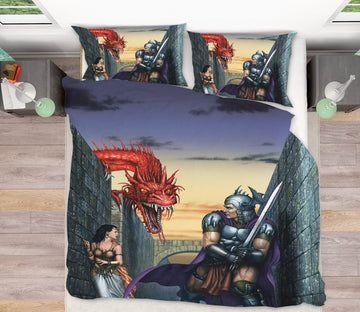 3D Dragon Soldier Woman 6183 Ciruelo Bedding Bed Pillowcases Quilt