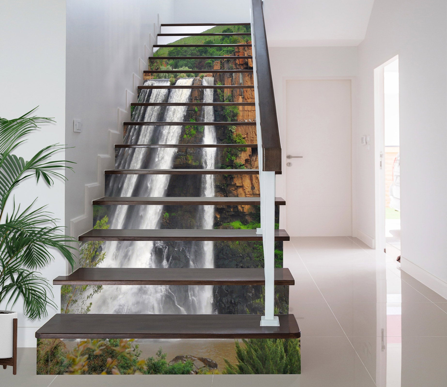 3D Long Wide Waterfall 435 Stair Risers