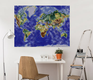 3D Sea Wave 272 World Map Wall Sticker