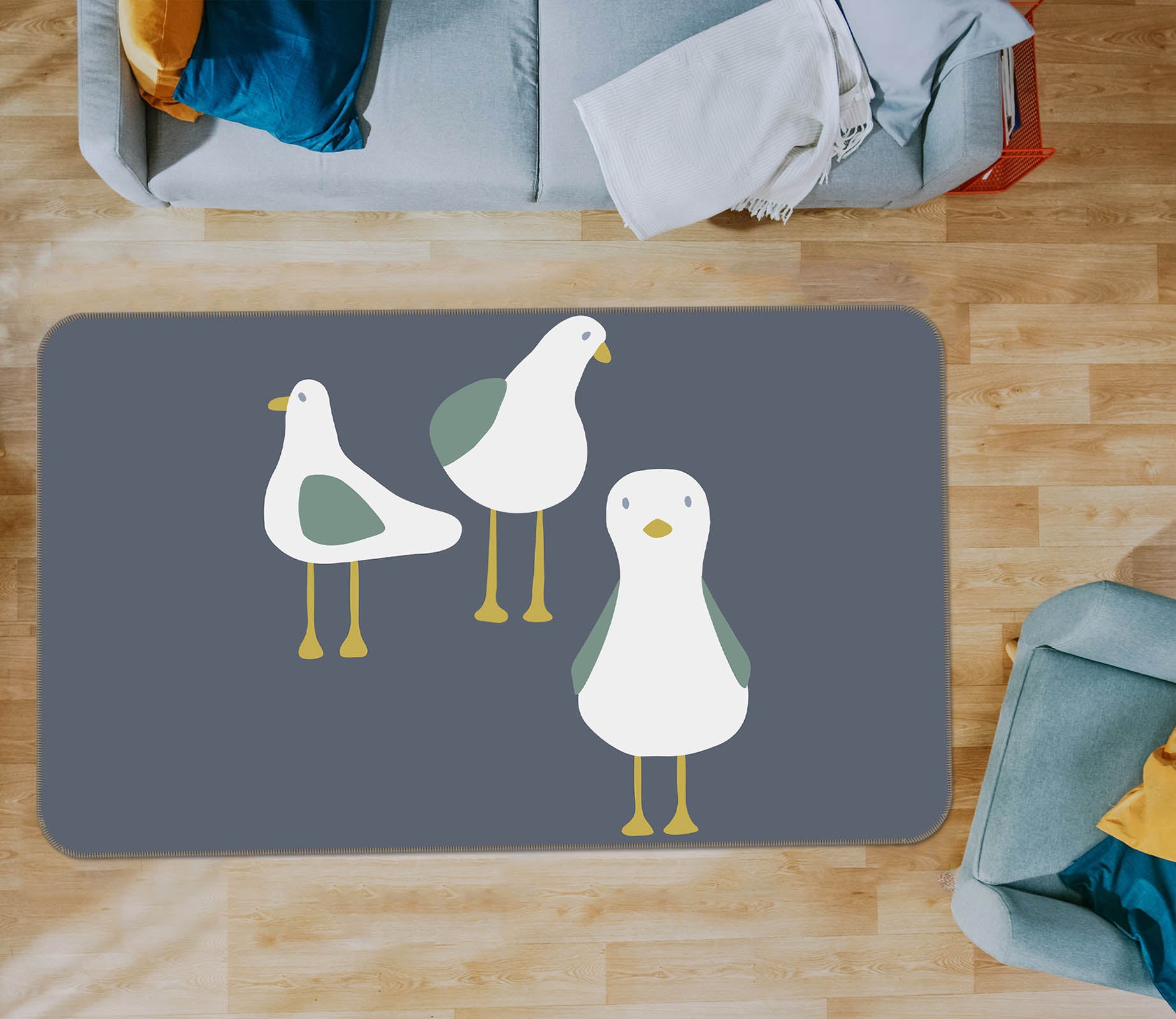 3D Cute Chick 1104 Jillian Helvey Rug Non Slip Rug Mat