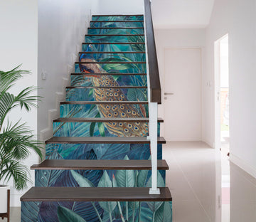 3D Green Peacock Jungle 10482 Andrea Haase Stair Risers