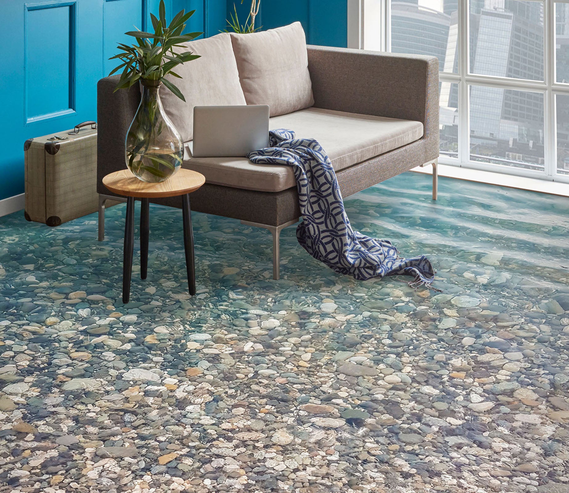 3D Stones In The Sea 886 Floor Mural  Wallpaper Murals Rug & Mat Print Epoxy waterproof bath floor